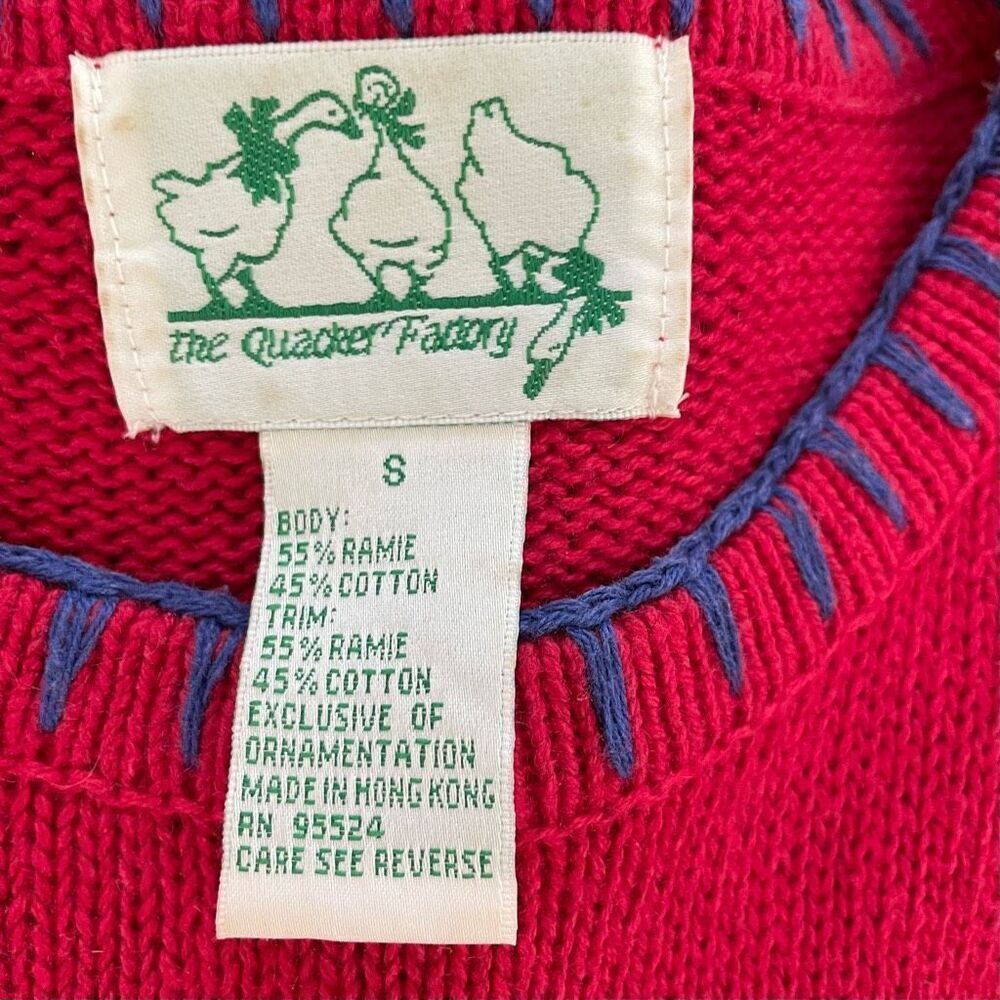 Vintage 90s Quacker Factory Summer Lighthouse Duck Short Sleeve Tunic Sweater XS - Picture 9 of 10